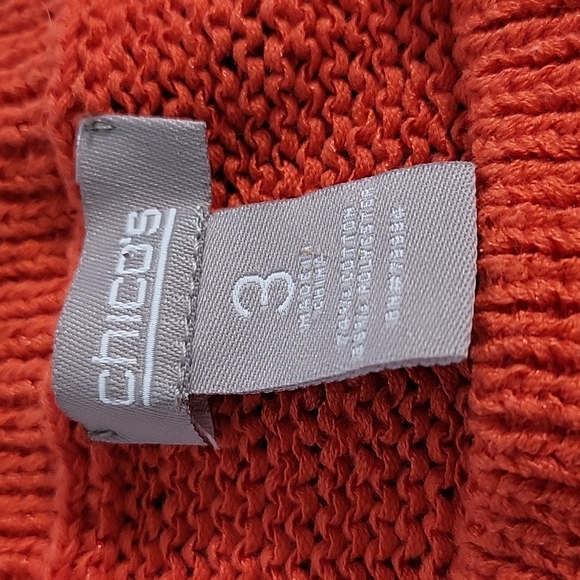 Chico's size 3 orange short sleeved sweater - Picture 2 of 7
